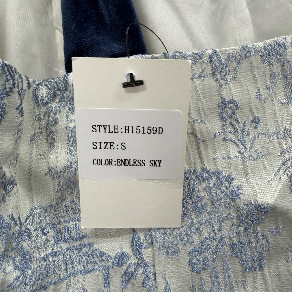 Idem Ditto Babydoll Dress Womens Small Beige Blue Floral Square Neck Back Zip - Picture 9 of 12